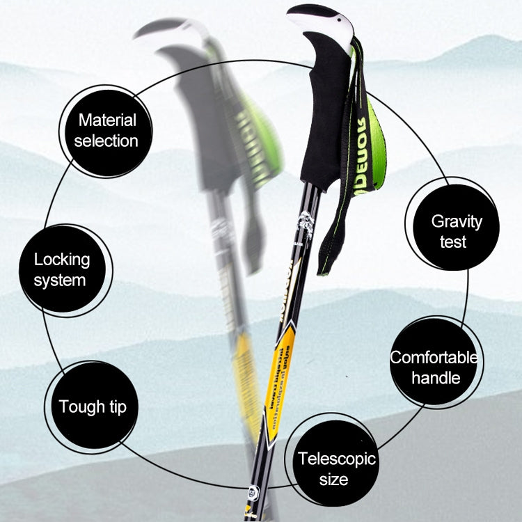 Frendorf | KODENOR Outdoor Bergsteigen Tragbare Faltbare Kohlefaser Gerader Griff Alpenstöcke Trekkingstöcke, Länge: 63-135CM (Schwarz+grün)