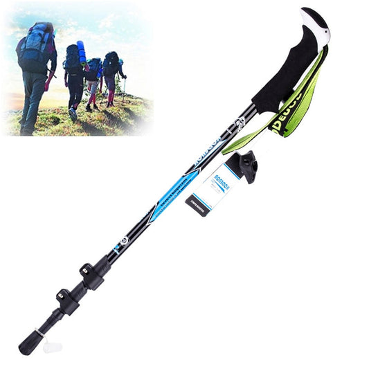 Frendorf | KODENOR Outdoor Bergsteigen Tragbare Faltbare Kohlefaser Gerader Griff Alpenstöcke Trekkingstöcke, Länge : 63-135CM (Schwarz Blau)