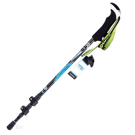 Frendorf | KODENOR Outdoor Bergsteigen Tragbare Faltbare Kohlefaser Gerader Griff Alpenstöcke Trekkingstöcke, Länge : 63-135CM (Schwarz Blau)