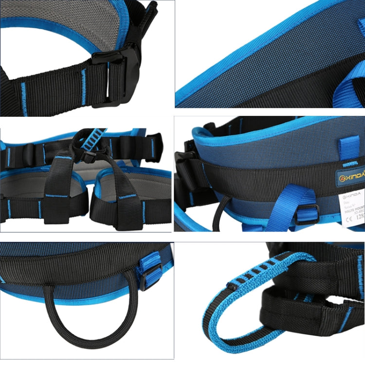 Frendorf | XINDA XDA9516 Outdoor Felsklettern Polyester Hochfestes Draht Verstellbarer Abwärts Ganzkörper Sicherheitsgurt (Blau)