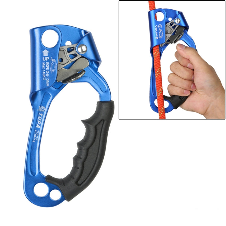 Frendorf | XINDA TP-8606 Outdoor Rock Climbing Aerial Work Anti-fall Handheld Rope Gripper für 8-12mm Durchmesser Seil Rechts(Blaue)