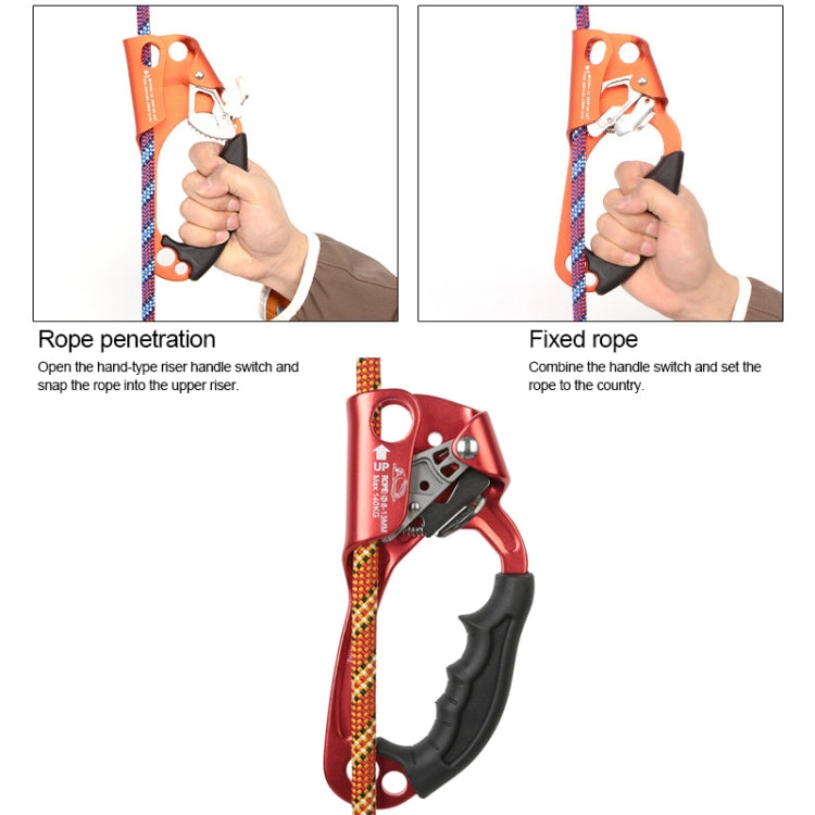 Frendorf | XINDA TP-8606 Outdoor Rock Climbing Aerial Work Anti-fall Handheld Rope Gripper für 8-12mm Durchmesser Seil Rechts(Blaue)
