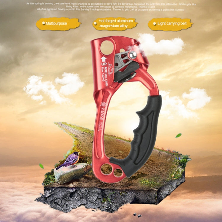 Frendorf | XINDA TP-8606 Outdoor Rock Climbing Aerial Work Anti-fall Handheld Rope Gripper für 8-12mm Durchmesser Seil Rechts(Blaue)