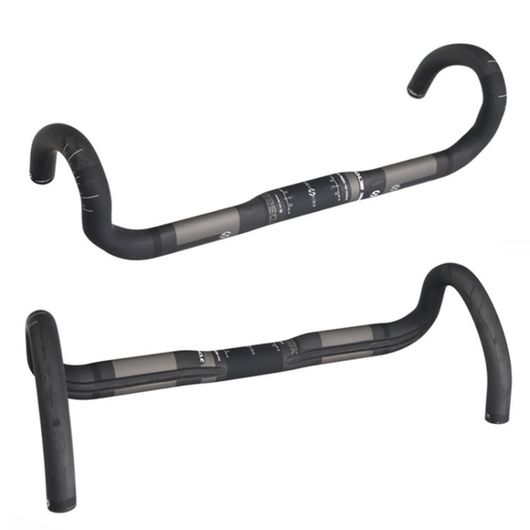 Frendorf | TOSEEK Vollcarbon-Rennrad Gebogene Lenkstange Groovenausführung Außenlinie Griff, Größe: 440 mm (UD Schwarz)
