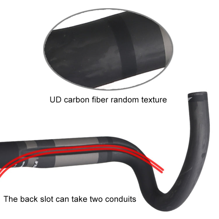 Frendorf | TOSEEK Vollcarbon-Rennrad Gebogene Lenkstange Groovenausführung Außenlinie Griff, Größe: 440 mm (UD Schwarz)