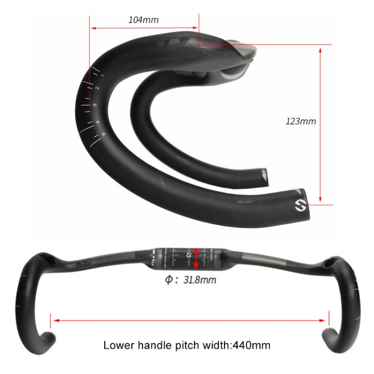 Frendorf | TOSEEK UD Carbonfasertextur Rennradlenker, Größe: 440mm (UD Matt)