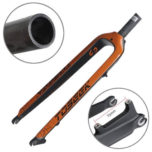 Frendorf | TOSEEK Ultra Light 26 Zoll 385mm Mountainbike Vollcarbon Vorderradgabel Gerader Rohr Scheibenbremse(Orange)