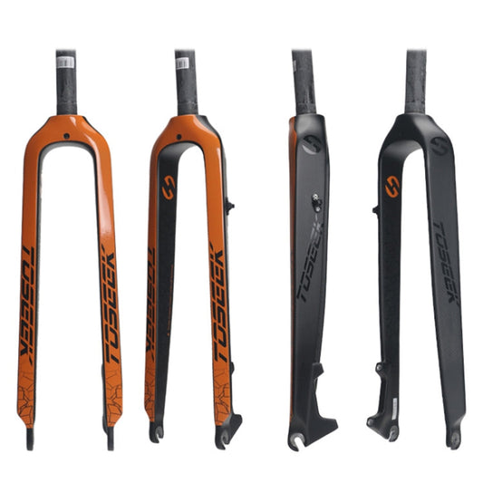 Frendorf | TOSEEK Ultra Light 26 Zoll 385mm Mountainbike Vollcarbon Vorderradgabel Gerader Rohr Scheibenbremse(Orange)