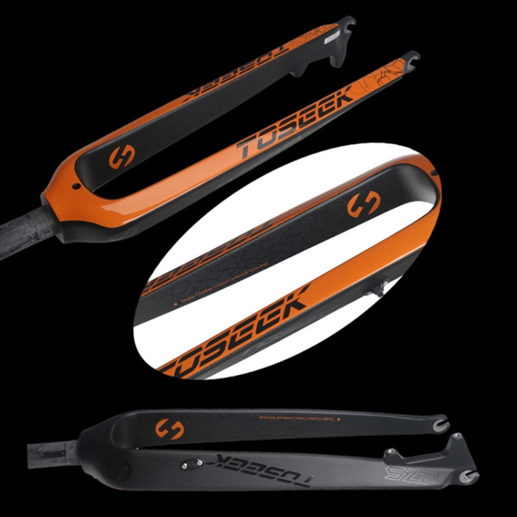 Frendorf | TOSEEK Ultra Light 26 Zoll 385mm Mountainbike Vollcarbon Vorderradgabel Gerader Rohr Scheibenbremse(Orange)