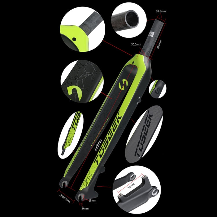 Frendorf | TOSEEK Ultra Light 26 Zoll 385mm Mountainbike Vollcarbon Gabel Gerade Rohr Scheibenbremse(Blaue)