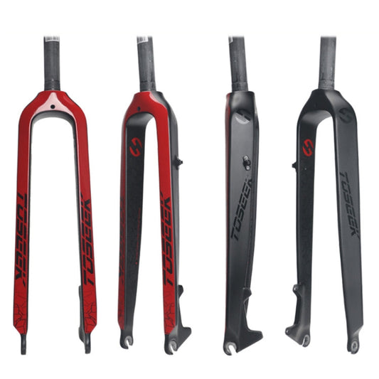 Frendorf | TOSEEK Ultra Light 26 Zoll 385mm Mountainbike Vollcarbon Gabel Gerade Rohr Scheibenbremse (Rot)