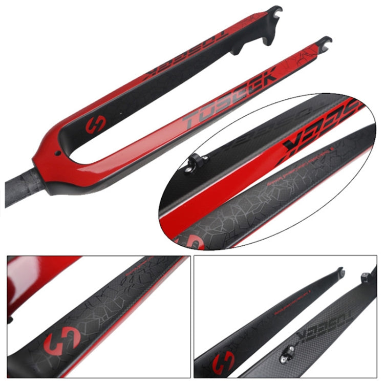Frendorf | TOSEEK Ultra Light 26 Zoll 385mm Mountainbike Vollcarbon Gabel Gerade Rohr Scheibenbremse (Rot)