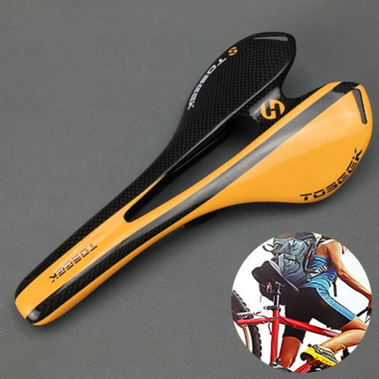 Frendorf | TOSEEK Rennrad Carbonfaser Sattel Fahrrad Hohlsattel, 3K Textur + Leicht (Orange)