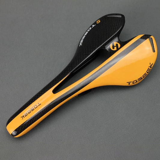 Frendorf | TOSEEK Rennrad Carbonfaser Sattel Fahrrad Hohlsattel, 3K Textur + Leicht (Orange)