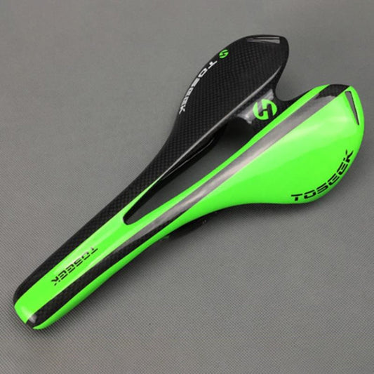 Frendorf | TOSEEK Rennrad Carbonfaser Sitz Fahrrad Hohl Sitz Sattel, 3K Textur + leicht (Grün)