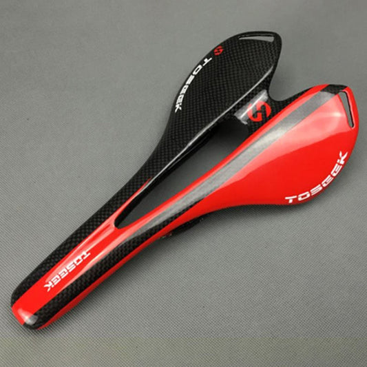 Frendorf | TOSEEK Rennrad Carbon Fiber Sattel Fahrrad Hohlsattel, 3K Textur + Leicht (Rot)