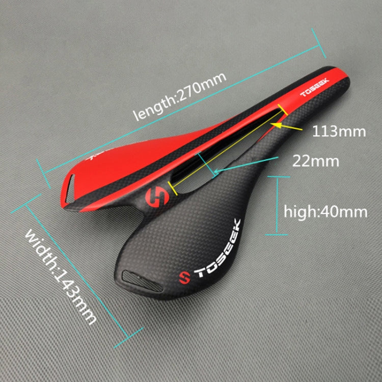 Frendorf | TOSEEK Rennrad Carbon Fiber Sattel Fahrrad Hohlsattel, 3K Textur + Leicht (Rot)