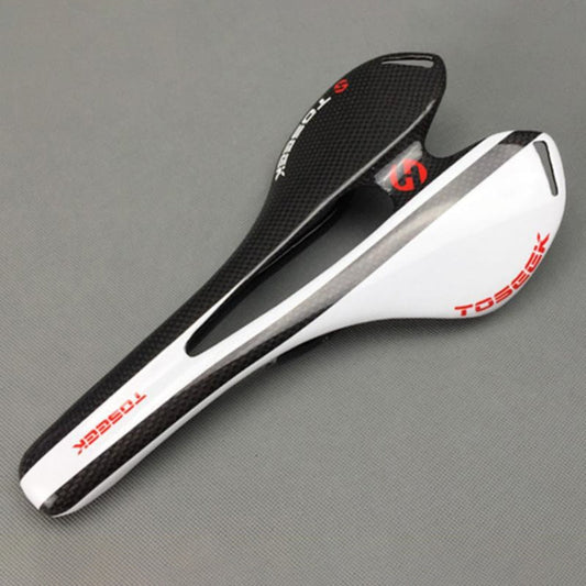 Frendorf | TOSEEK Straßenrad Carbonfaser Sitz Fahrrad Hohlsitz Sattel, 3K Textur + Leicht (Weiß)