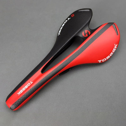 Frendorf | TOSEEK Straßenrennrad Carbonfaser Sattel Fahrrad Hohl-Sattel, 3K Textur + Extinktion(Rot)