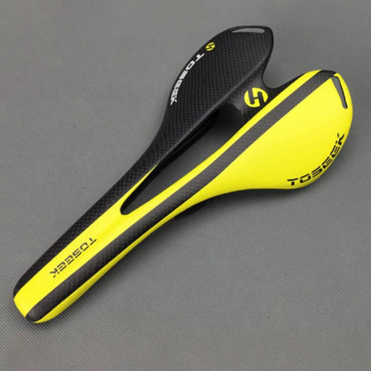Frendorf | TOSEEK Rennrad Carbonfaser-Sitz Fahrrad Hohl-Sattel, 3K Textur + Extinktion(Gelb)
