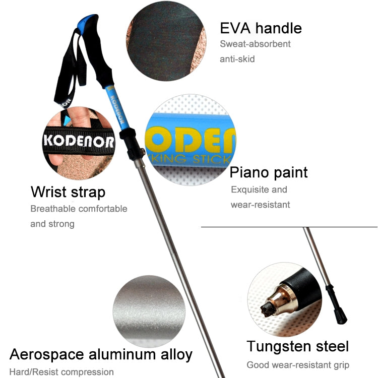 Frendorf | 125cm verstellbare tragbare Outdoor-Aluminiumlegierung Trekkingstöcke (Blau)