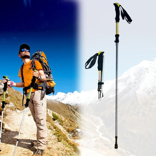 Frendorf | 125cm verstellbare tragbare Outdoor-Aluminiumlegierung Trekkingstöcke (Gelb)