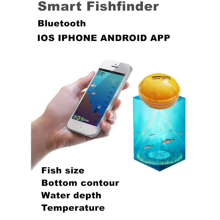 Frendorf | Bluetooth Fischfinder 125KHz Sonar Sensor 0.6-36m Tiefenlocator Fischfinder Alarm für iOS & Android Mobiltelefone