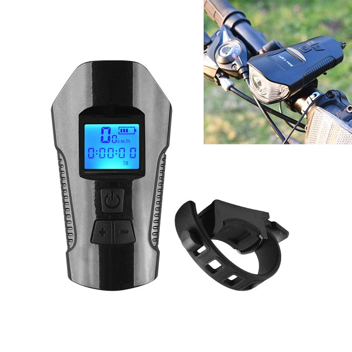 Frendorf | 350LM USB-ladefähiges wasserdichtes Aufsteckfahrradlicht mit Lautsprecher & Stoppuhrfunktion (Schwarz)