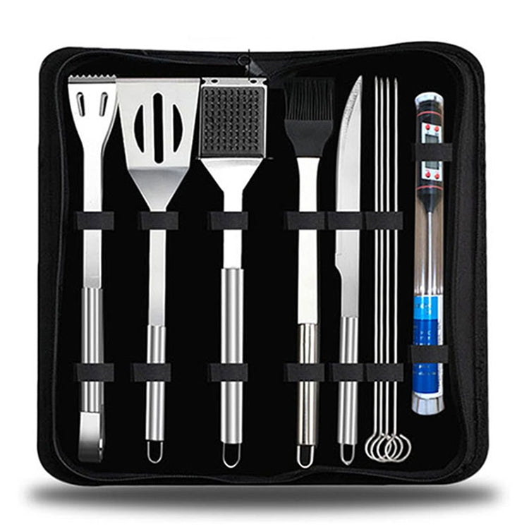 Frendorf | 10 in 1 Outdoor Besteckset Camping Grill Besteck Picknick Werkzeugset mit Thermometer