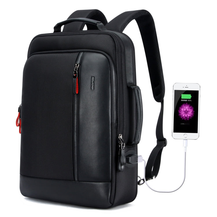 Frendorf | Bopai 751-006641 Große Kapazität Business Mode Atmungsaktive Laptop Rucksack mit externem USB-Anschluss, Größe: 30 x 15 x 44cm (Schwarz)