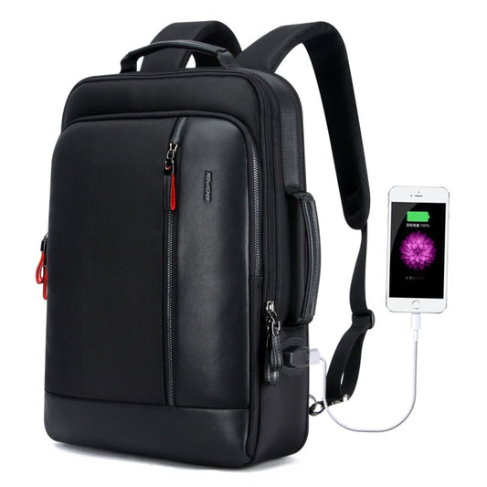 Frendorf | Bopai 751-006641 Große Kapazität Business Mode Atmungsaktive Laptop Rucksack mit externem USB-Anschluss, Größe: 30 x 15 x 44cm (Schwarz)