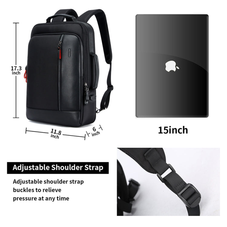 Frendorf | Bopai 751-006641 Große Kapazität Business Mode Atmungsaktive Laptop Rucksack mit externem USB-Anschluss, Größe: 30 x 15 x 44cm (Schwarz)