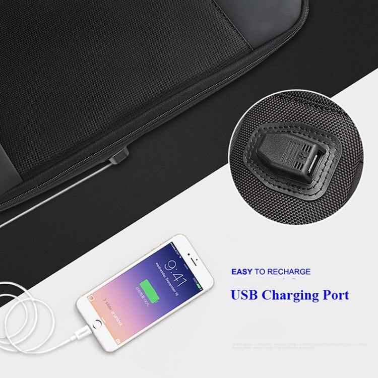 Frendorf | Bopai 851-009911 Business Diebstahlschutz Wasserdicht Große Kapazität Doppel Schultertasche, mit USB-Ladeanschluss, Größe: 30,5x13x45cm (Schwarz)