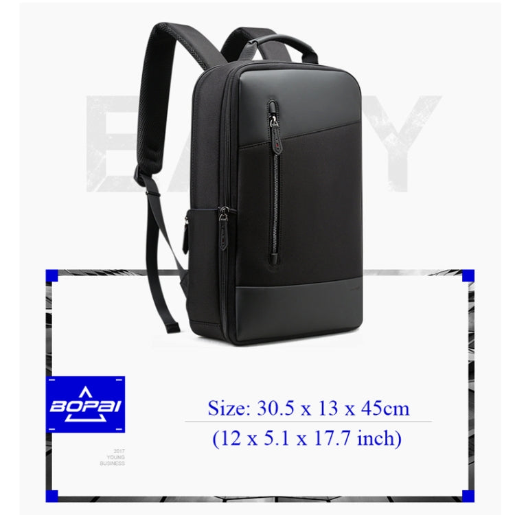 Frendorf | Bopai 851-009911 Business Diebstahlschutz Wasserdicht Große Kapazität Doppel Schultertasche, mit USB-Ladeanschluss, Größe: 30,5x13x45cm (Schwarz)