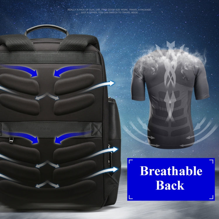 Frendorf | Bopai 851-014211 Geschäft Anti-Diebstahl Wasserdicht Drei-Lagen Große Kapazität Doppel-Schultertasche, mit USB-Ladeanschluss, Größe: 35,5x24x45cm (Schwarz)