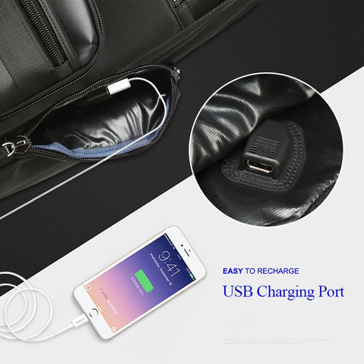 Frendorf | Bopai 851-014211 Geschäft Anti-Diebstahl Wasserdicht Drei-Lagen Große Kapazität Doppel-Schultertasche, mit USB-Ladeanschluss, Größe: 35,5x24x45cm (Schwarz)