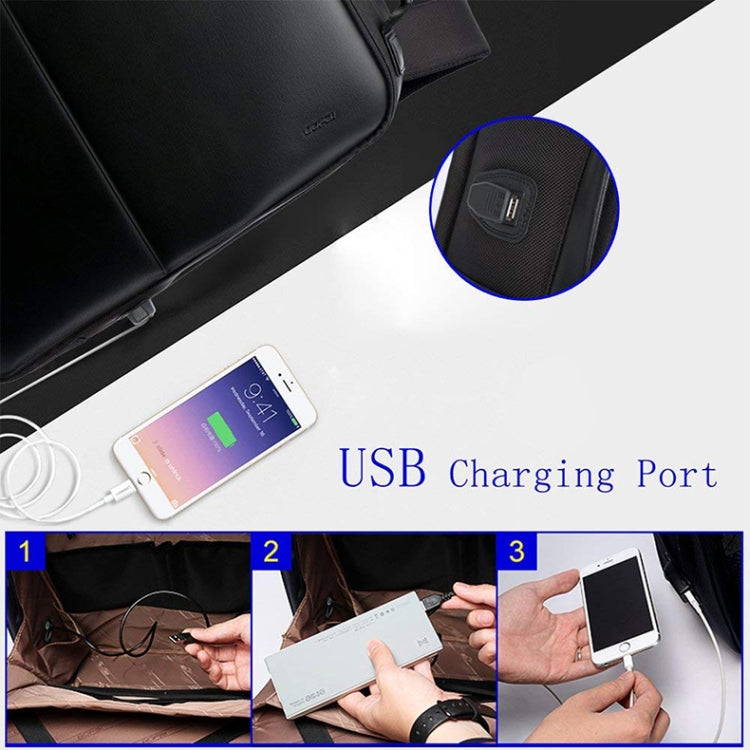 Frendorf | Bopai 751-006431 Business Wasserdicht Anti-Diebstahl Große Kapazität Doppel-Schultertasche mit USB-Ladeanschluss, Größe: 27x16,5x40cm (Schwarz)