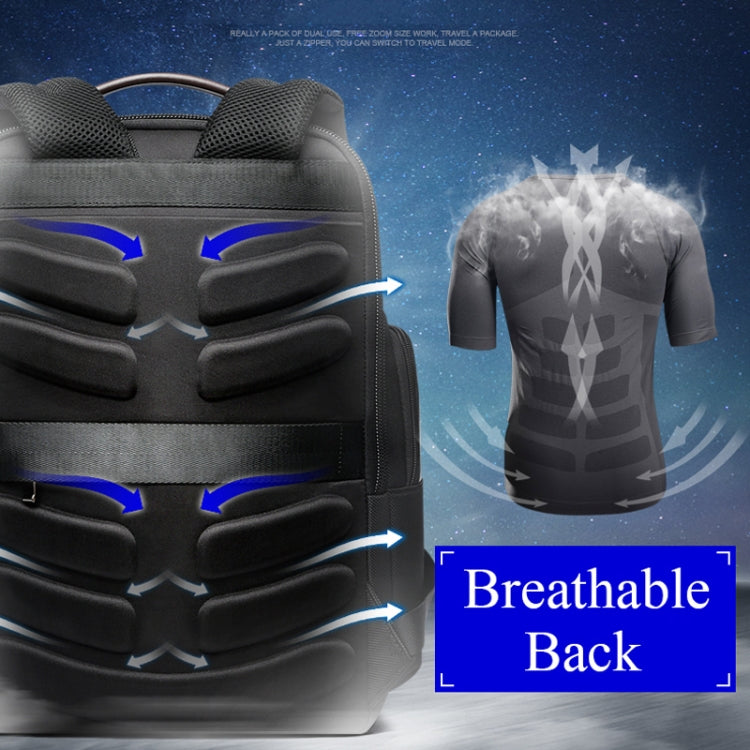 Frendorf | Bopai 851-008821 Outdoor atmungsaktive wasserdichte Diebstahlsichere große Kapazität Doppel-Schultertasche, mit USB-Ladeanschluss, Größe: 36x17x41.5cm (Schwarz)