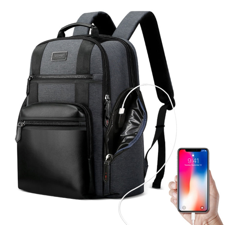 Frendorf | Bopai 851-014318 Fashion Outdoor Atmungsaktive Wasserfeste Diebstahlsichere Dreischicht Große Kapazität Doppelter Rucksack, mit USB-Ladeanschluss, Größe: 31x17x44cm(Grau)