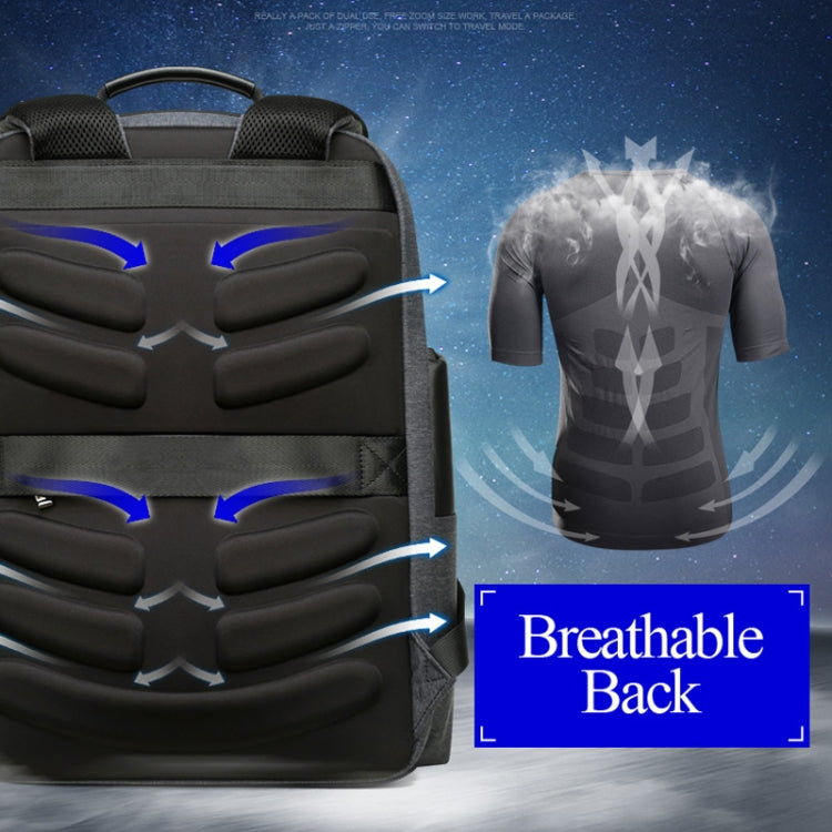 Frendorf | Bopai 851-014318 Fashion Outdoor Atmungsaktive Wasserfeste Diebstahlsichere Dreischicht Große Kapazität Doppelter Rucksack, mit USB-Ladeanschluss, Größe: 31x17x44cm(Grau)