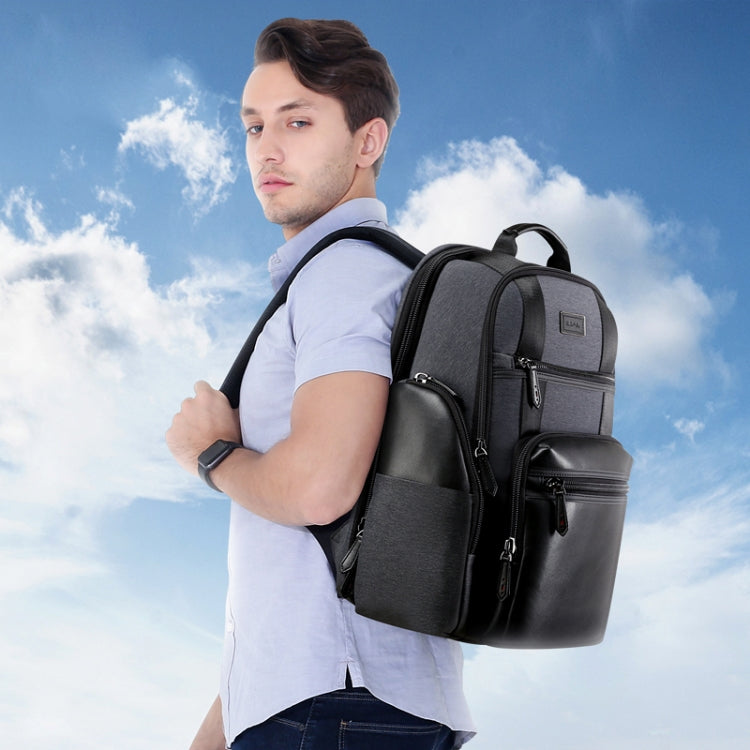 Frendorf | Bopai 851-014318 Fashion Outdoor Atmungsaktive Wasserfeste Diebstahlsichere Dreischicht Große Kapazität Doppelter Rucksack, mit USB-Ladeanschluss, Größe: 31x17x44cm(Grau)