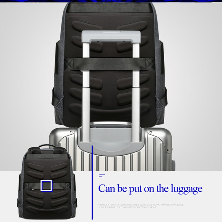 Frendorf | Bopai 851-014318 Fashion Outdoor Atmungsaktive Wasserfeste Diebstahlsichere Dreischicht Große Kapazität Doppelter Rucksack, mit USB-Ladeanschluss, Größe: 31x17x44cm(Grau)