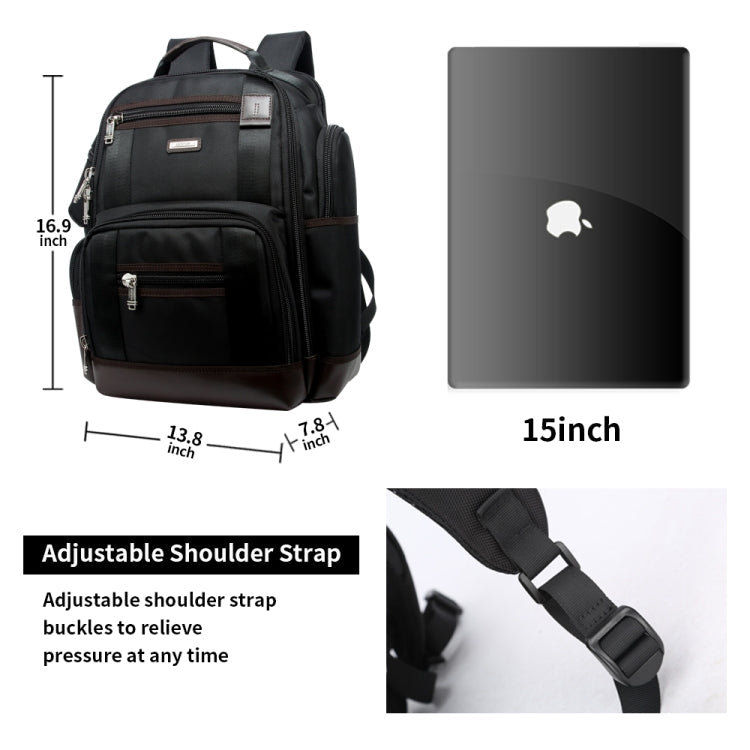 Frendorf | Bopai 11-85301 15,6 Zoll Große Kapazität Mehrschichtiger Reißverschluss Tasche Design Atmungsaktive Laptop Rucksack, Größe: 35 x 20 x 43 cm (Schwarz)