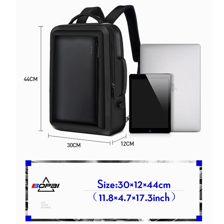 Frendorf | Bopai 751-006551 Große Kapazität Business Casual Atmungsaktive Laptop-Rucksack mit externem USB-Anschluss, Größe: 30 x 12 x 44cm(Schwarz)