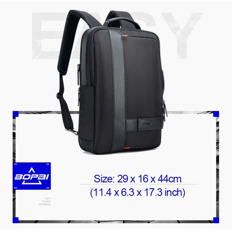 Frendorf | Bopai 751-006561 Große Kapazität Business Casual Atmungsaktive Laptop-Rucksack mit externem USB-Anschluss, Größe: 29 x 16 x 44 cm (Schwarz)