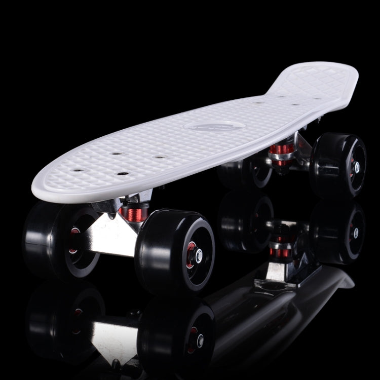 Frendorf | Glänzende Fischplatte Roller Einzelne Neigung Vier-Rad-Skateboard mit 72mm Rad (Schwarz Weiß)