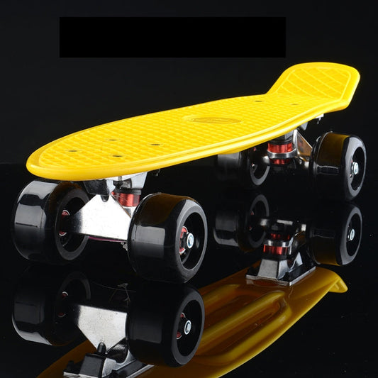 Frendorf | Shining Fish Platte Scooter Einzelne Neigung Vier Rad Skateboard mit 72mm Rad (Schwarz Gelb)