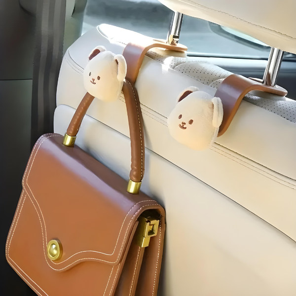 Frendorf | Auto-Rückenlehnenhaken mit Bärendesign – Praktische Aufbewahrung für unterwegs (1+1 Gratis)