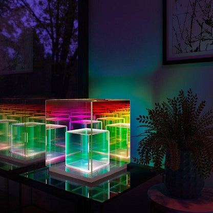 Konzentrische Würfel-Tischlampe, moderne Beleuchtung