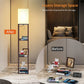 Stehlampe mit Regalen, Regal-Stehlampen aus echtem Massivholz mit 2 Ladeanschlüssen und 1 Steckdose, Stehlampen für Schlafzimmer, Lampen für das Wohnzimmer